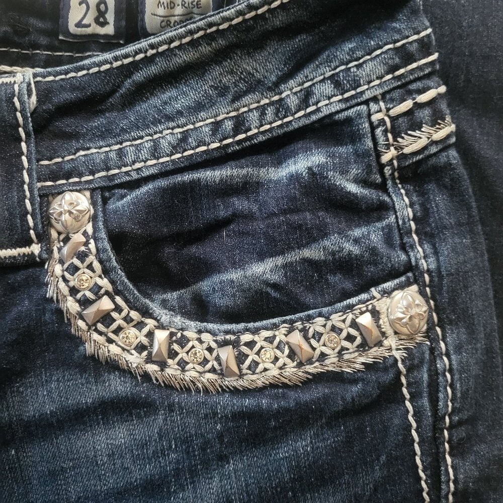 Miss Me Dark Blue Embellished Skinny Ankle Jeans - Picture 3 of 7